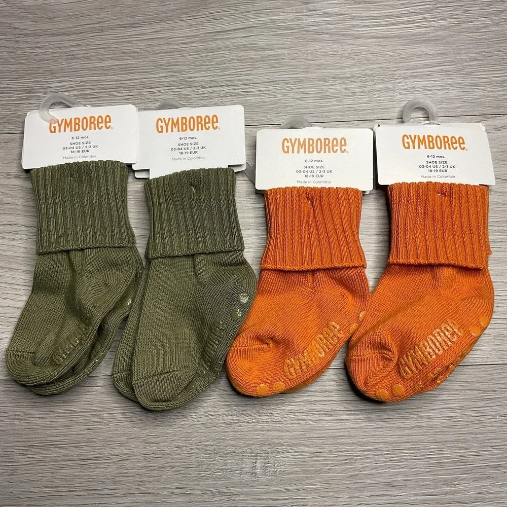 Gymboree Basic Orange And Green‎ Boys Size 6-12 M Socks NWT